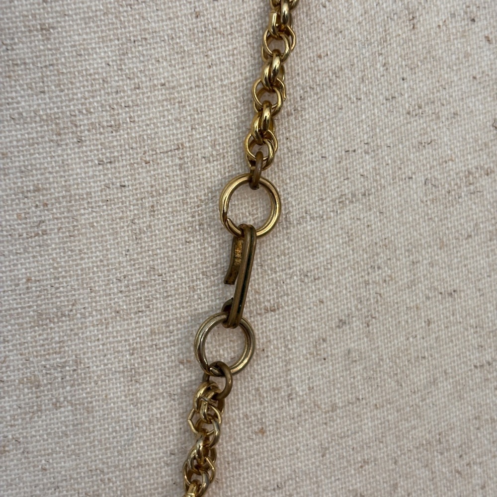 Vintage Roxanne Gold and Black Charm Long Necklace Runway Necklace Bears Fish - Picture 3 of 6